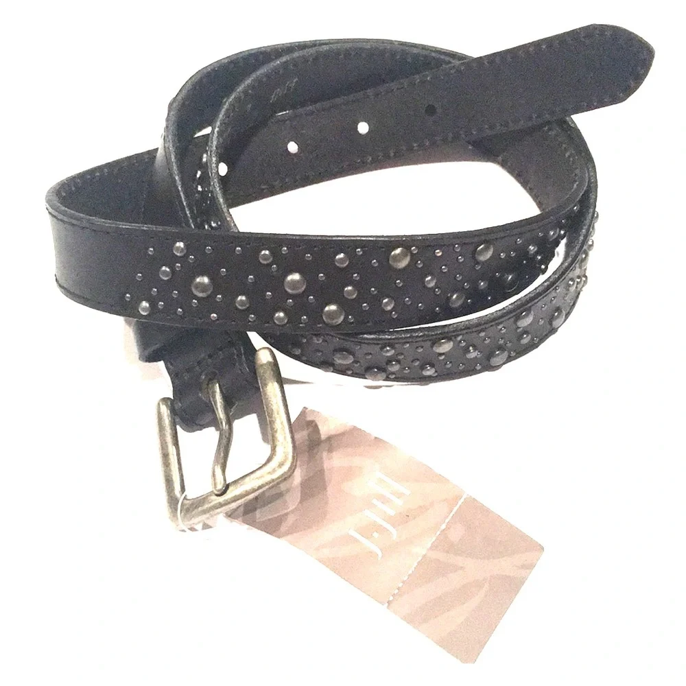 J. JILL black/gunmetal studded leather belt